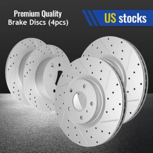 296mm Front 281mm Rear Slotted Brake Rotors for 2006 2017 -2018 Toyota Rav4 - Picture 1 of 7