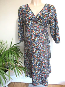 NEXT MATERNITY & NURSING NAVY BLUE DITSY FLORAL WRAP DRESS SIZE 16 - Picture 1 of 3