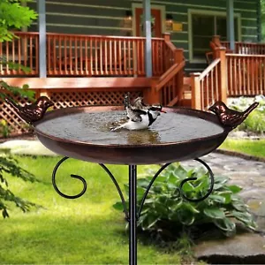 Baño para pájaros de jardín al aire libre baño para pájaros de metal baño para pájaros de hierro fundido con estaca de metal Ta - Imagen 1 de 4