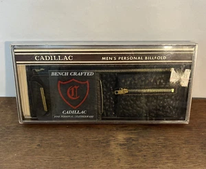 Vintage Cadillac Top Grain Cowhide Brown Leather Billfold Bifold Wallet - Picture 1 of 9