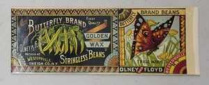 ADVERTISING Label Westernville New York Onley Floyd Butterfly Stringless Beans - Picture 1 of 1
