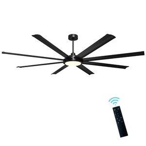 80 inch Ceiling Fan with Remote & Tri-Color LED Lamp DC Motor Matt Black - Picture 1 of 10