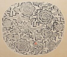 OLD ORIGINAL CHINESE FLORAL WOODBLOCK SIGNED 
