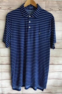 B. Draddy Sport Streamsong Logo Resort Golf Striped Shirt Polo Mens Large EUC - Picture 1 of 5