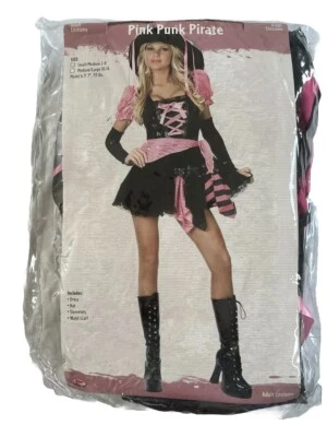 Nuevo Divertido Mundo Adulto Sexy Rosa y Negro Punk Pirata Halloween Disfraz S/M Foto 1 de 3