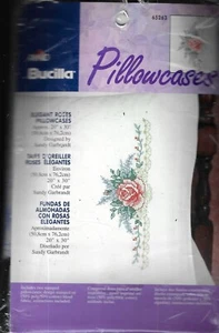 Bucilla~ Elegant Roses~Stamped Cross Stitch Pillowcases #65263 - Picture 1 of 2
