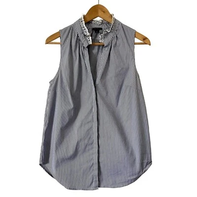 Ann Taylor Mujer Sin Mangas Top Cuello Ojales Preppy Costero Náutico Talla S Foto 1 de 4