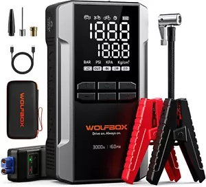 WOLFBOX 3000A Starthilfe Mit 160PSI Luftkompressor, 12V Autobatterie-Booster - Bild 1 von 8
