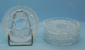 Diamond Crystal Coaster Round Cut Glass Italy Action Industries Set Of 4 Vintage - Picture 1 of 9
