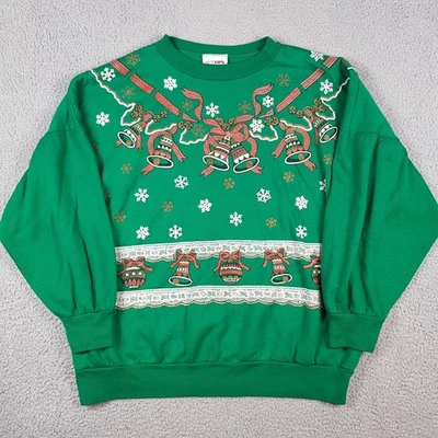 Sudadera Pullover Vintage Años 90 Campanas de Navidad Para Mujer Talla XL Cuello Redondo Vacaciones Foto 1 de 4