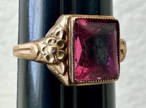 Antiguo Anillo Victoriano Oro 10K Piedra ROSA Talla 5,5 - Imagen 1 de 15