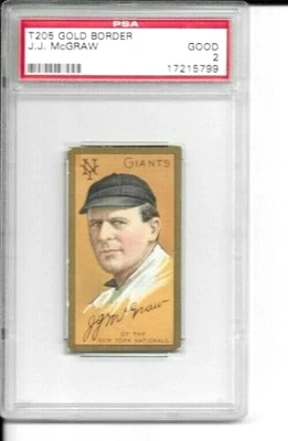 T205 JOHN McGRAW  PSA 2 - New York Giants  Hall Of Fame  ***GREAT EYE APPEAL*** - Image 1 of 2