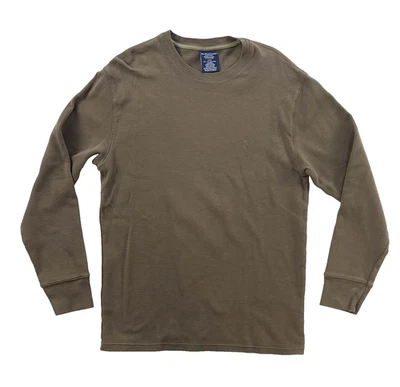 Camisa polo Ralph Lauren roupa de dormir marrom grande manga longa waffle malha marrom pônei - Imagem 1 de 4