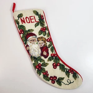 Medias de Navidad a punta de aguja niña abrazando Santa Claus Holly Noel forradas de colección - Imagen 1 de 10