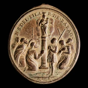 Medalla siglos XVI-XVII, V. Pilar / San Francisco Javier - 46x41 mm. - Imagen 1 de 3