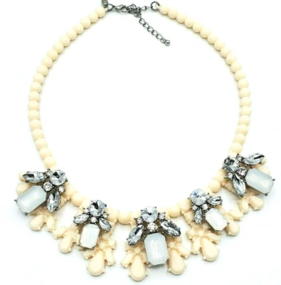 NY Collar Babero Art Deco Beige Moda Goma Declaración Langosta Estrás 19" Foto 1 de 4