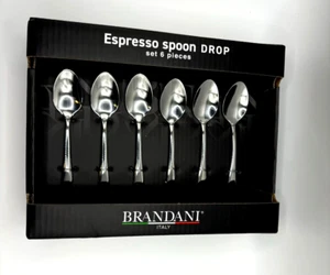 BRANDANI ITALY  ESPRESSO SPOON COFFE  CIRCLE, SET 6 PIECES STAINLESS STEEL - Picture 1 of 4
