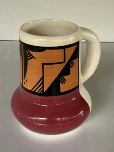 Ute Mountain Native American Pottery Mug Coffee Cup Signed PADILLA Oversized - Picture 1 of 4