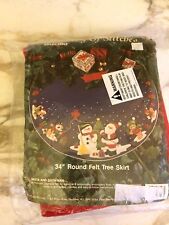Bucilla 34" Round Felt Tree Skirt Kit Stand Snowman Christmas Craft Embroidery