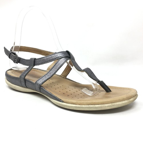 Sandali flash Ecco donna taglia 6 6 5 US 37 EU cinturino in pelle in metallo fusto