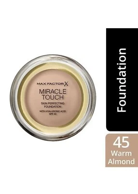 MAX FACTOR Miracle Touch Skin Perfecting SPF30 Foundation 11.5g -Warm Almond 045 - Image 1 of 4