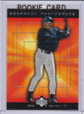 Tarjeta de novato Ichiro Suzuki 2001 cubierta superior inserción radiocontrol Seattle Mariner béisbol patio Foto 1 de 2
