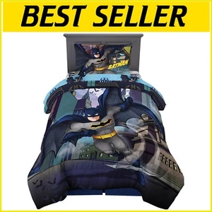Complete Twin Size Batman Bedding Set - 4-Piece Microfiber Comforter and Sheets - Picture 1 of 9