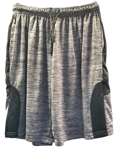 Kids athletic wear, polyester, gray/black shorts, unbranded, Size M (C345) - Picture 1 of 3