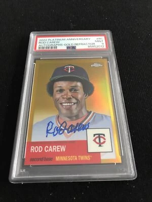 Rod Carew 2022 Topps Chrome Platinum Gold Refractor Auto 19/50 PSA 9 - Image 1 of 2