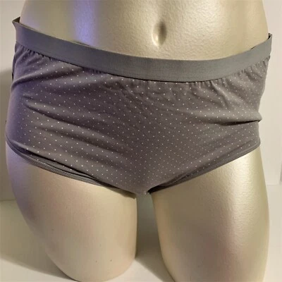 Catherines Full Brief Panties Underwear Polka Dot Cotton Blend Gray Plus 2X - Image 1 of 4