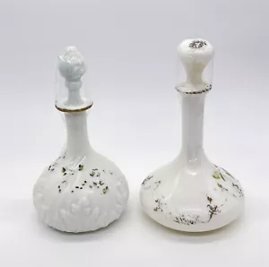 ThriftCHI ~ (2) Vintage Milk Glass Decanters w Stoppers - Picture 1 of 8