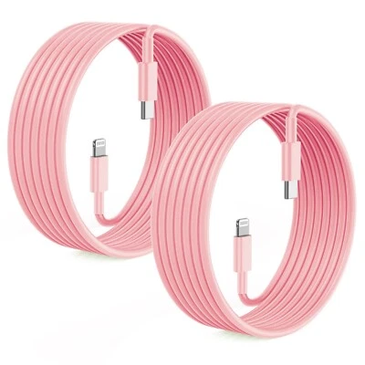 2Pk 10FT 20W USB Type C Fast Charging Cable for iPhone 14 13 12 11/Mini/Pro Pink - Image 1 of 4