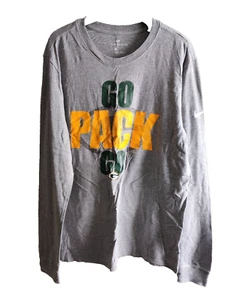 Nike Green Bay Packers NFL Langarm T-Shirt Medium M Tee Grau Grafik Go Pack - Bild 1 von 10