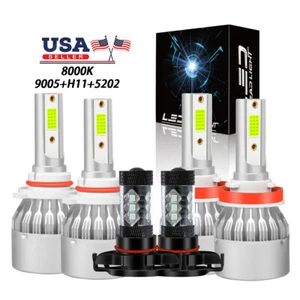 For 2007-2013 GMC Sierra 1500 2500 3500 Ice Blue LED Headlight Hi Low Fog Light - Picture 1 of 12