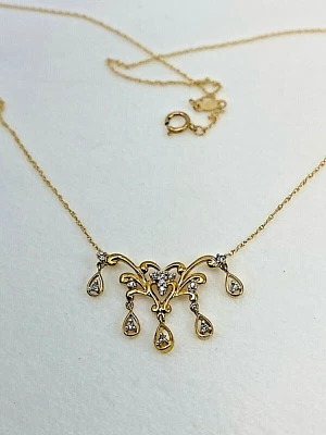 14kt Yellow Gold Diamond 19" Victorian Style Necklace - Image 1 of 4