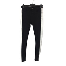 Hera Men's Skinny Jeans Black W30 L34 Non Ripped Side Stripe Spray On Zip Slim