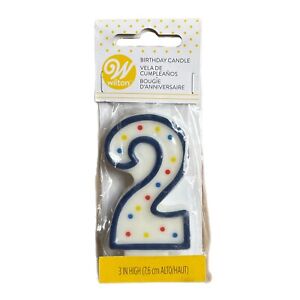 AGE 2 Number Candle and Holder Birthday Party Cake Topper Celebration Wax 3 Inch