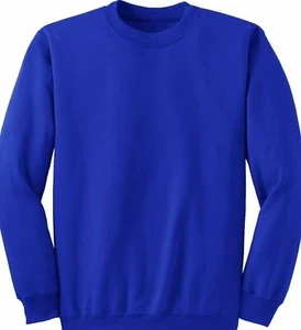 BOYS/KIDS ROYAL BLUE CREW NECK SCHOOL JUMPER UNIFORM FLEECE SWEATSHIRT - Picture 1 of 2
