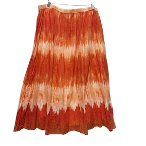 Chicos 2 Women M Orange Tie Dye Boho Maxi Skirt Lined Cotton Peasant Hippie Y2K - Picture 1 of 8