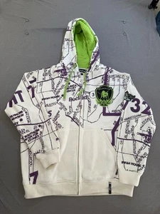 8732 Jeezy Sweatshirt Adult  2XL White All Over Zip Long Sleeves Hoodie Mens. - Picture 1 of 10