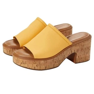 Naturalizer Cassie Plateau Pantoletten Kork Keilabsatz Damen 12 gelb Boho Hippie 70er - Bild 1 von 10