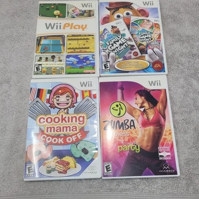 Nintendo Wii Game Lot (4) Cooking mama, Family Game Night, Wii Play, Zumba Fitne - Image 1 of 3
