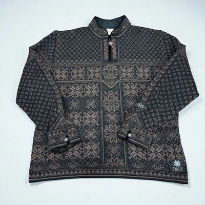 Dale of Norway 90’s Vintage Black Brown Olympic Snowflake 1/4 Zip Sweater XXL ** - Image 1 of 4
