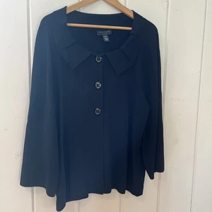 Maglione cardigan donna cavo e calibro 2x nero bottoni, colletto, pieghe - Foto 1 di 6