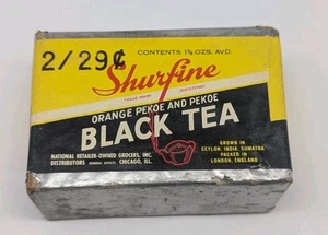 VINTAGE SHURFINE UNOPENED BLACK TEA SEALED COPYRIGHT 1937 FOR DISPLAY READ RARE - Picture 1 of 13