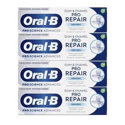 ORAL B 4x Oral-B Pro-Science Gum & Enamel Pro-Repair Fresh White Toothpaste, 75 ml