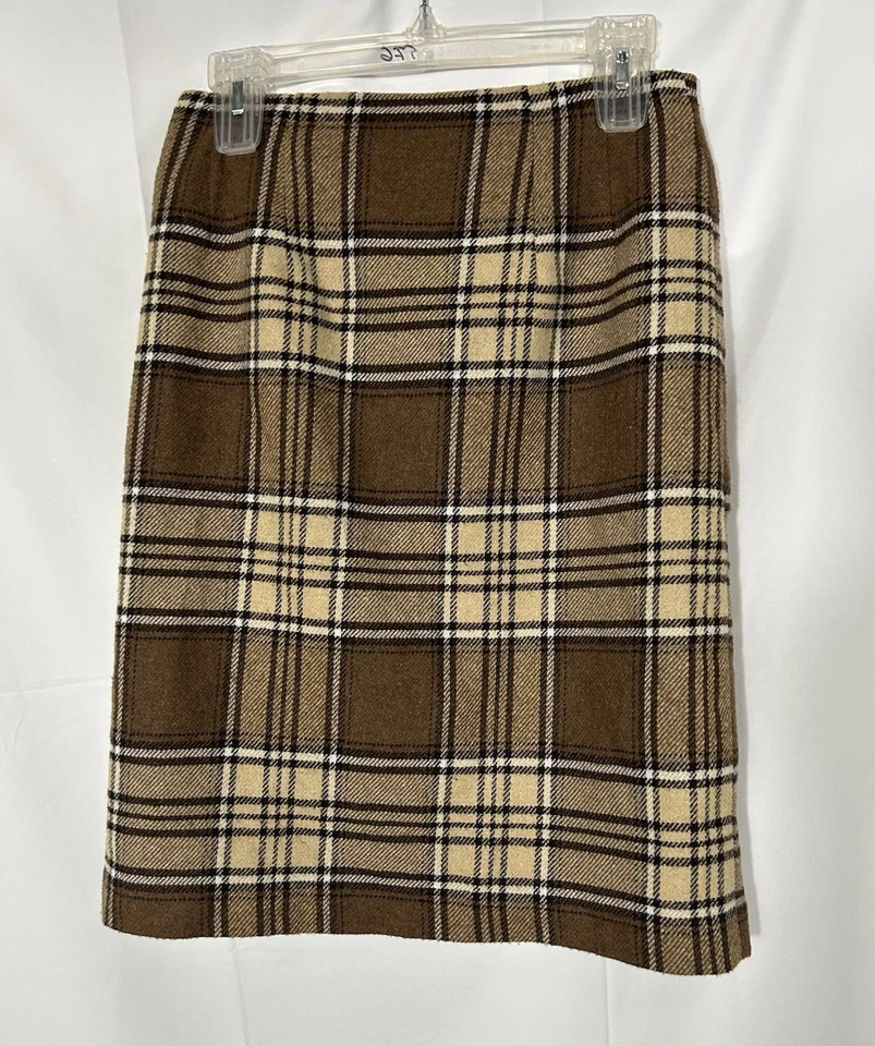 Falda a Cuadros JGH Vintage Mujer Lana Sarga Marrón Talla M Academia Preppy Heritage Foto 1 de 4