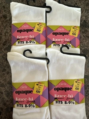 NWT Vintage Girl’s Nylon Knee High Socks Red Deadstock 4 Pairs - Image 1 of 2