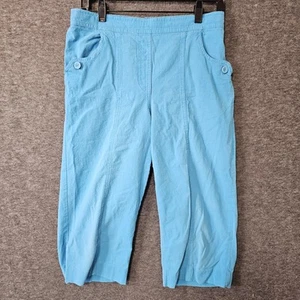 Alfred Dunner Blue Straight Leg High Rise Pull On Capri Pants Women's Size 12P - Picture 1 of 13