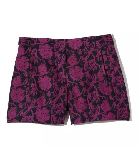 Pantaloncini corti Tory Burch Brach viola oro navy ferramenta taglia 10 nuovi con etichette